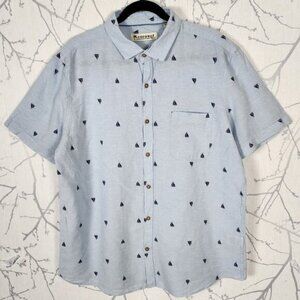 Coconut Connection Blue Sail Boats Print Linen Cotton Shirt